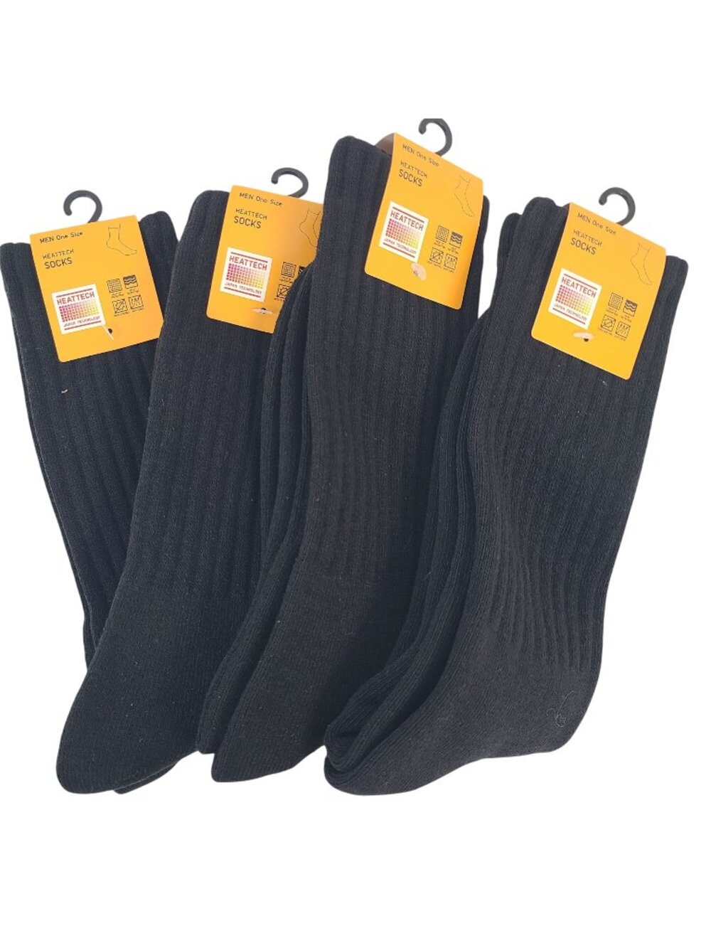 NEW Heattech Men's One-Size Black Thermal Socks Odor Control 4-Pack